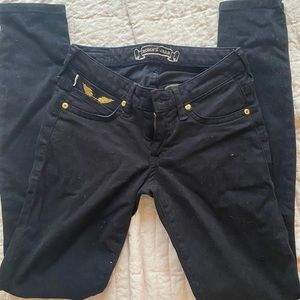 Black Velvet “Robins Jeans” with golden wing decals.